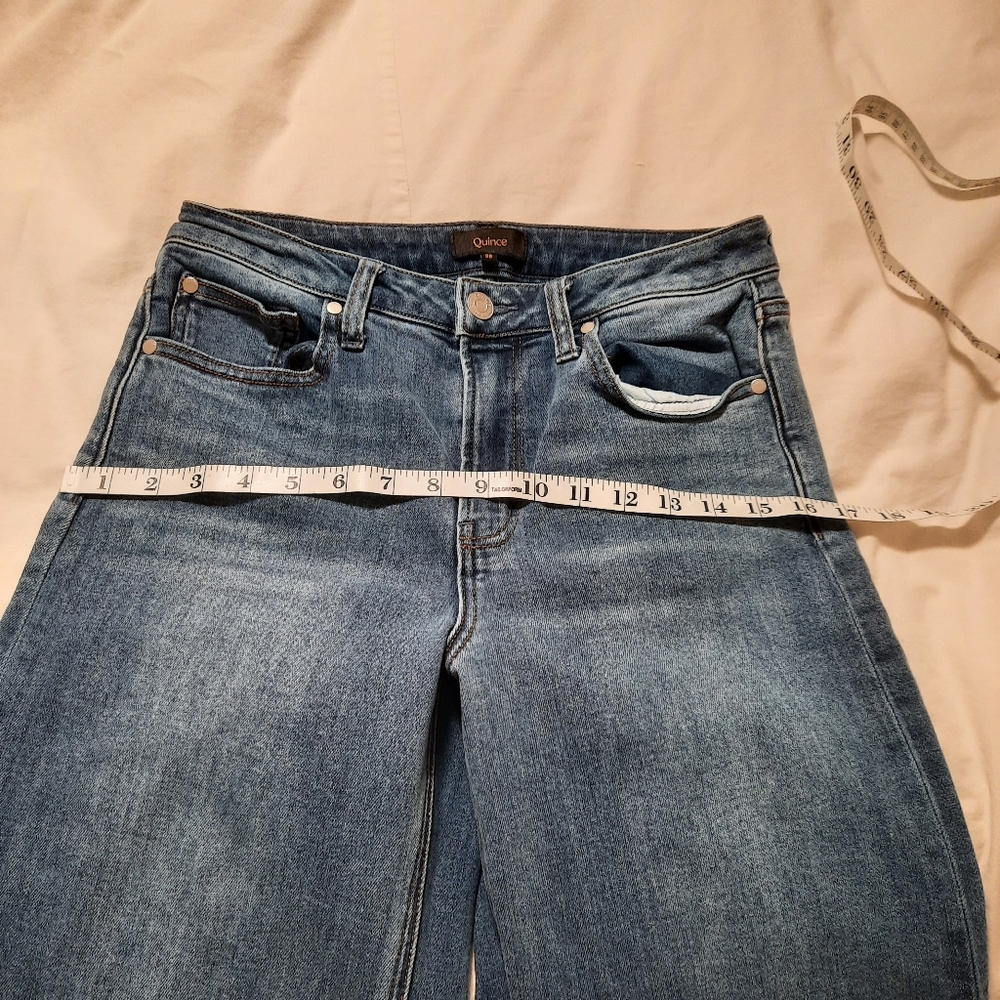 Quince Women’s Blue Frayed-Hem Straight Jeans - Picture 7 of 7